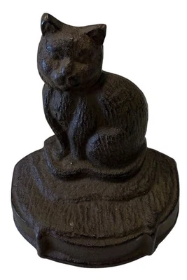 Cast Iron Cat Door Stopper/Bookend Indoor Use Rustic Durable - Image 1 of 4