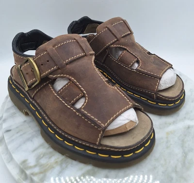 Superb Vintage Dr Martens 5A26 Leather Sandals Made in England Women 8 Men 7 - Image 1 of 4