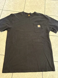 Carhartt Mens T-Shirt Size Medium Black Short Sleeve Pocket T K87 Original Fit - Picture 1 of 16