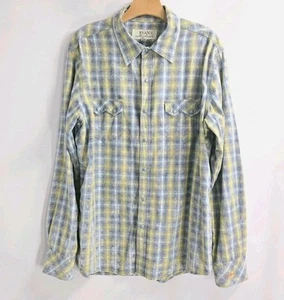 Ryan Michael Hemd Herren XL Western Druckknopf blau gelb Sommer kariert Cowboy - Bild 1 von 15