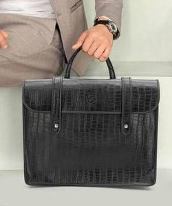 Bolso de música de cuero efecto cocodrilo unisex hecho a mano carpeta de documentos cartera cartera - Imagen 1 de 28