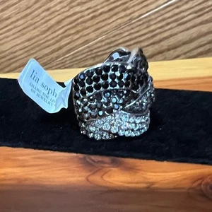 Neu mit Etikett Lia Sophia Cocktail Hour schwarz & Kristall Glitzer Ring klobig Größe 9 NEU  - Bild 1 von 7