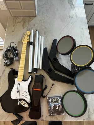 Playstation PS3 Rock Band Bundle Guitar Drums Microphone No Dongle Untested - Image 1 of 4