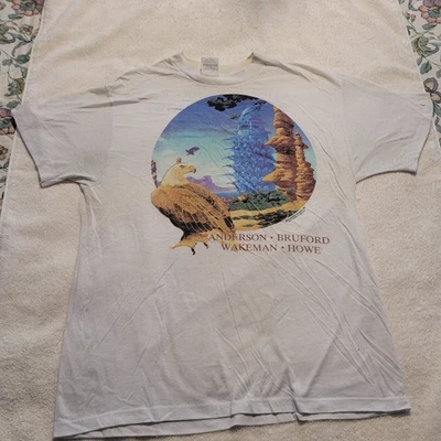 Vtg 1989 Anderson Bruford Wakeman Howe Tour YES Concert T-Shirt Roger Dean XL  - Image 1 of 4