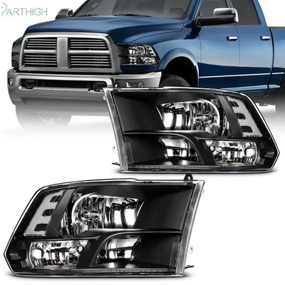 Conjunto de faros negros para Dodge Ram 1500-5500 2009-2018 par de lámparas Foto 1 de 4