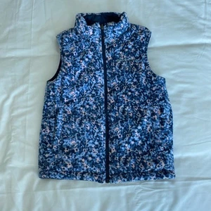 Columbia Reversible vest girl S (8) Floral fleece quilted w polyfill EUC - Picture 1 of 9