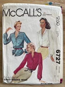 McCall’s 6727 Vintage Misses’ Blouses Pattern Size 12 Cut Complete - Picture 1 of 4