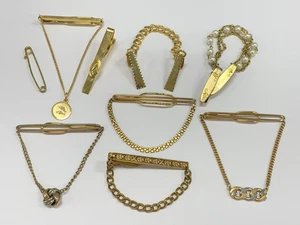 Lote de joyas vintage en tonos oro y plata eslabones de cadena clips de corbata Swank Anson Hickok - Imagen 1 de 12