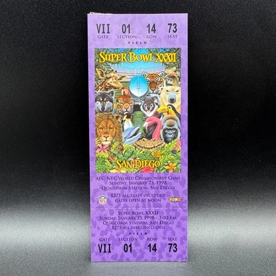 1998 SUPER BOWL XXXII RARE UNUSED TICKET BRONCOS-31, PACKERS-24 MVP-T. DAVIS - Image 1 of 2