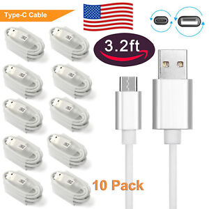 10pcs Fast Charging USB Type C Cable Phone Charger Data Sync Transfer Cord 3.2ft