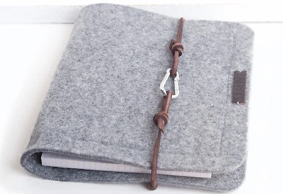 ANNA ROSENSCHÖN Ringbuch A5 Ringordner PERSONALISIERT grau Leder Filz Schule Geschenk Ordner