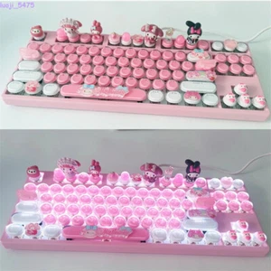 Kuromi My Melody Cinnamoroll Mechanical Keyboard 83Keys Keypad Cyan Axis RGB New - Picture 1 of 11