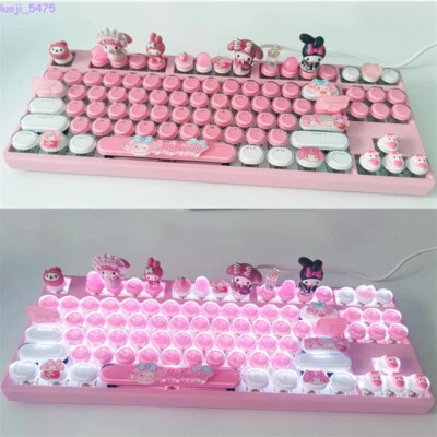 Kuromi My Melody Cinnamoroll Mechanical Keyboard 83Keys Keypad Cyan Axis RGB New - Image 1 of 4