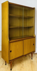 Retro teak bookcase cabinet mid century vintage quaint