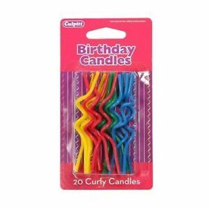 Birthday Cake Party Candles Curly ALL COLOURS 20 Pack Celebration Decoration