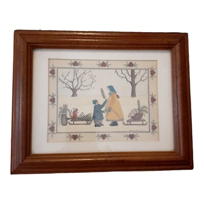 Barbara Bourgeau-Richards Art Print Framed Country Water Colors Christmas Mini  - Image 1 of 4