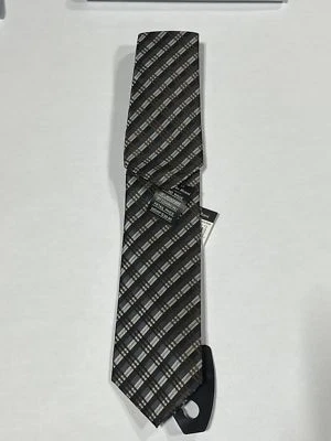 Corbata para Hombres Angelo Rossi Negra Marrón Patrón Rayas con Cuadrado de Bolsillo a Juego NUEVA Foto 1 de 3