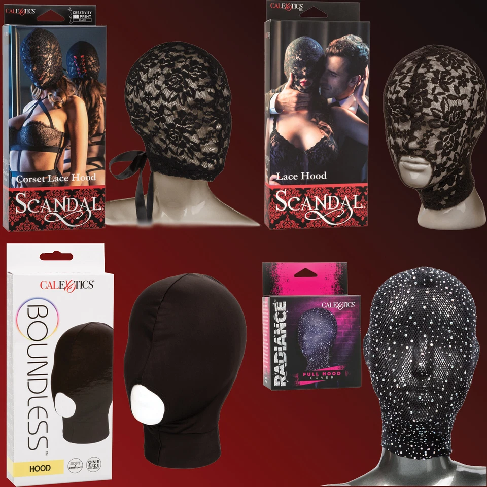 Máscara fantasia escrava Dominatrix sexy de renda com capuz completo de elastano preto - escolha - Imagem 1 de 1