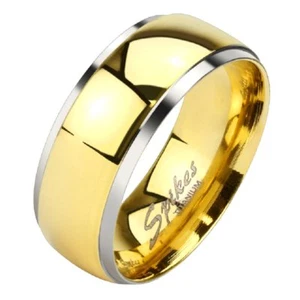 Anillo de titanio enchapado en oro PVD 6 mm aniversario - Imagen 1 de 3
