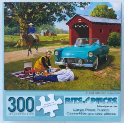 BITS & PIECES T-Bird Summer JIGSAW PUZZLE 300 大号 CIB OOP Kevin Walsh — 第 1/4 张图片