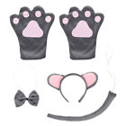  2 Sets Short Plush Mouse Headband Child Mice Tail Makeup Accessories
