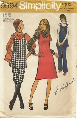 Simplicity 9594 MATERNITY Jumper w Ring Detail, Tunic & Pants Sz 12 CUT COMPLETE - Image 1 of 4