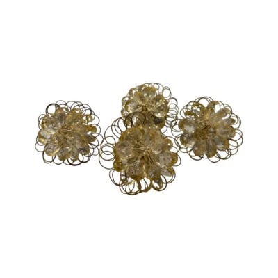 Pier 1 Juego de 4 Servilleteros Flor Racimo Cuentas, Nuevo con Etiquetas, 2" Tono Dorado Transparente Foto 1 de 4