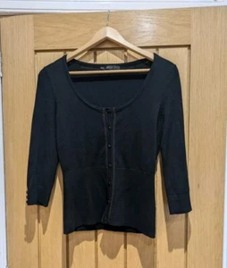 Coast Round Neck Black Viscose Cardigan Size 10 - Picture 1 of 6