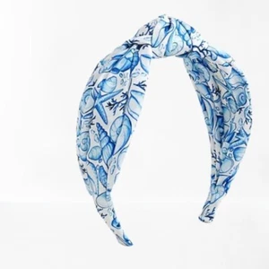 Diadema J Crew Turbante Nudo Cabeza Caracoles Marítima Playa Tema de Verano Azul - Imagen 1 de 1