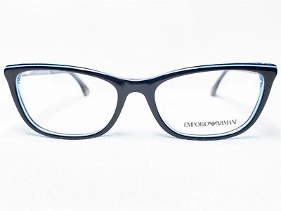 NUEVO Emporio Armani EA3052 5350 Mujer Negro/Azul Moderno Monturas de Anteojos 52/16 Foto 1 de 4