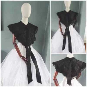 Antique Victorian Cape Pelerine Heavily Jet Beaded Lace Mourning Ladies c1870 - Picture 1 of 23