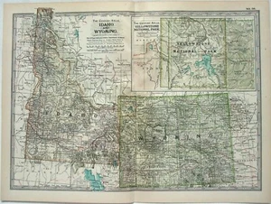 Idaho & Wyoming - Original 1902 Map by The Century Company. Antique - Picture 1 of 3