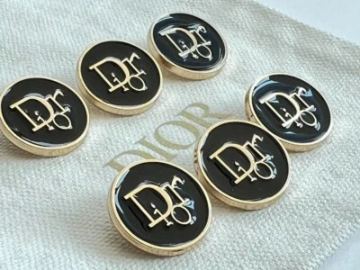 Lot of 6  Christian DIOR black / gold /  size 0,8 inch metal 21  mm - Image 1 of 4