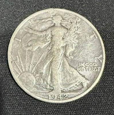 1942 Walking Liberty Half Dollar Error Silver Coin MISSING EAGLE REVERSE Error - Image 1 of 2