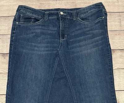 Модная женская длинная джинсовая юбка темная вареная джинсовая ткань ручная работа талия 38 - Изображение 1 из 4