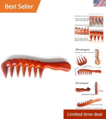 Peine de sándalo rojo natural para hombres y mujeres: lujoso tratamiento para cabello y cuero cabelludo Foto 1 de 4