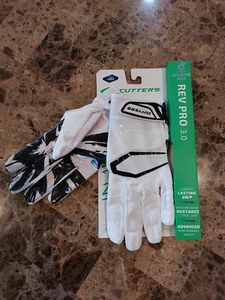 CUTTERS REV PRO 3.0 ADULT LARGE RECEIVER FOOTBALL GLOVES, S452, WHITE / BLACK - Picture 1 of 1