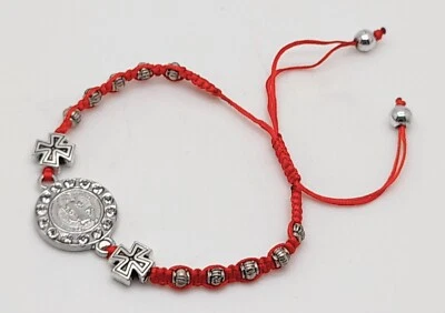 Святой католический патриотический подарок ручной работы красный цвет узловатый крест и бисер браслет - Изображение 1 из 4