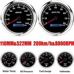 Juego de 6 medidores 110 mm GPS velocímetro 200 km/h velocímetro para carro de barco - Imagen 1 de 21