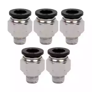 Pneumatic 3/8" OD Tube x 1/8 NPT Male Connector Air Push to Connect Fitting 5Pcs - Picture 1 of 22