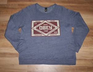 OBEY Blue Vintage Wash Size MED Logo Sweatshirt - Picture 1 of 3