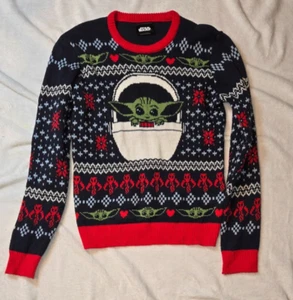 Star Wars Baby Yoda Mandalorian Christmas Ugly Sweater Unisex M Geeknet - Picture 1 of 4
