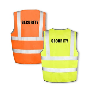 SECURITY Hi Vis Safety Vest High Visibility SIA Waistcoat EN471 Yellow & Orange - Picture 1 of 9