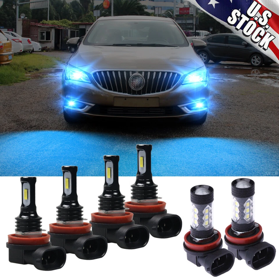 For Buick Verano 2012-2017 6x LED Headlight Hi-Lo beam+Fog light Bulbs 8000k - Image 1 of 4