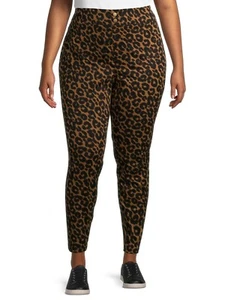 Womens LEOPARD Print Jeggings Size 4X-5X Skinny Mid Rise Stretch Pockets Soft - Picture 1 of 12