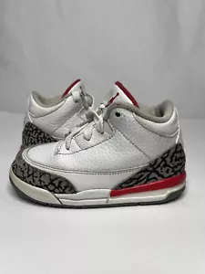 Jordan 3 Retro Hall Of Fame (PS) - 429487-116 Size 8c White/Fire Red-Cement - Picture 1 of 7