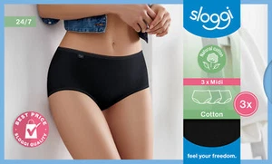 Sloggi 24/7 Cotton Midi C3P 38 - 52 Baumwolle 3er Pack Weiß / Schwarz / Haut - Picture 1 of 13