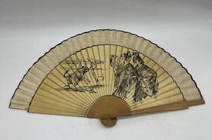 Vintage Handbemalter Handfächer aus Holz klappbar - 50er Jahre Spanien Stierkampf RAR - Bild 1 von 12