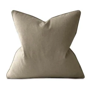 Beige Solid Linen Euro Sham 27x27 - Picture 1 of 6