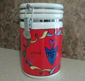 CLEARANCE Jester "Good Kitty" Canister Treat Jar by Ursula Dodge - Picture 1 of 6